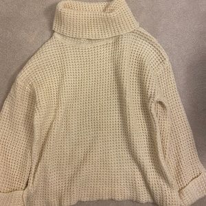 Princess Polly Cream Turtleneck Sweater, Size S/M